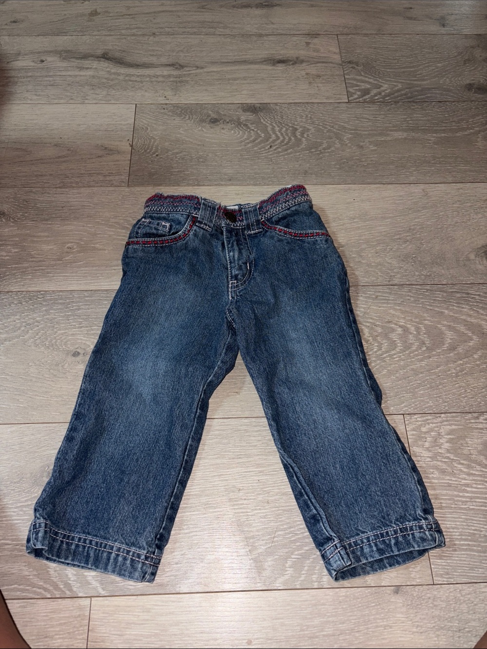 Kids' Blue Denim Jeans with Red Accent Stitching